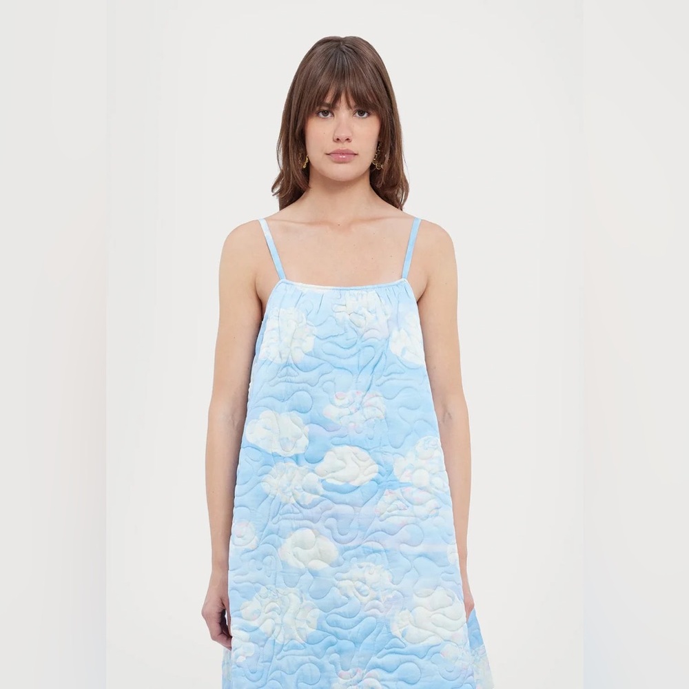 Helmstedt Diana Quilted Mini Dress in Clouds XS Blue Floral Sleeveles Dress